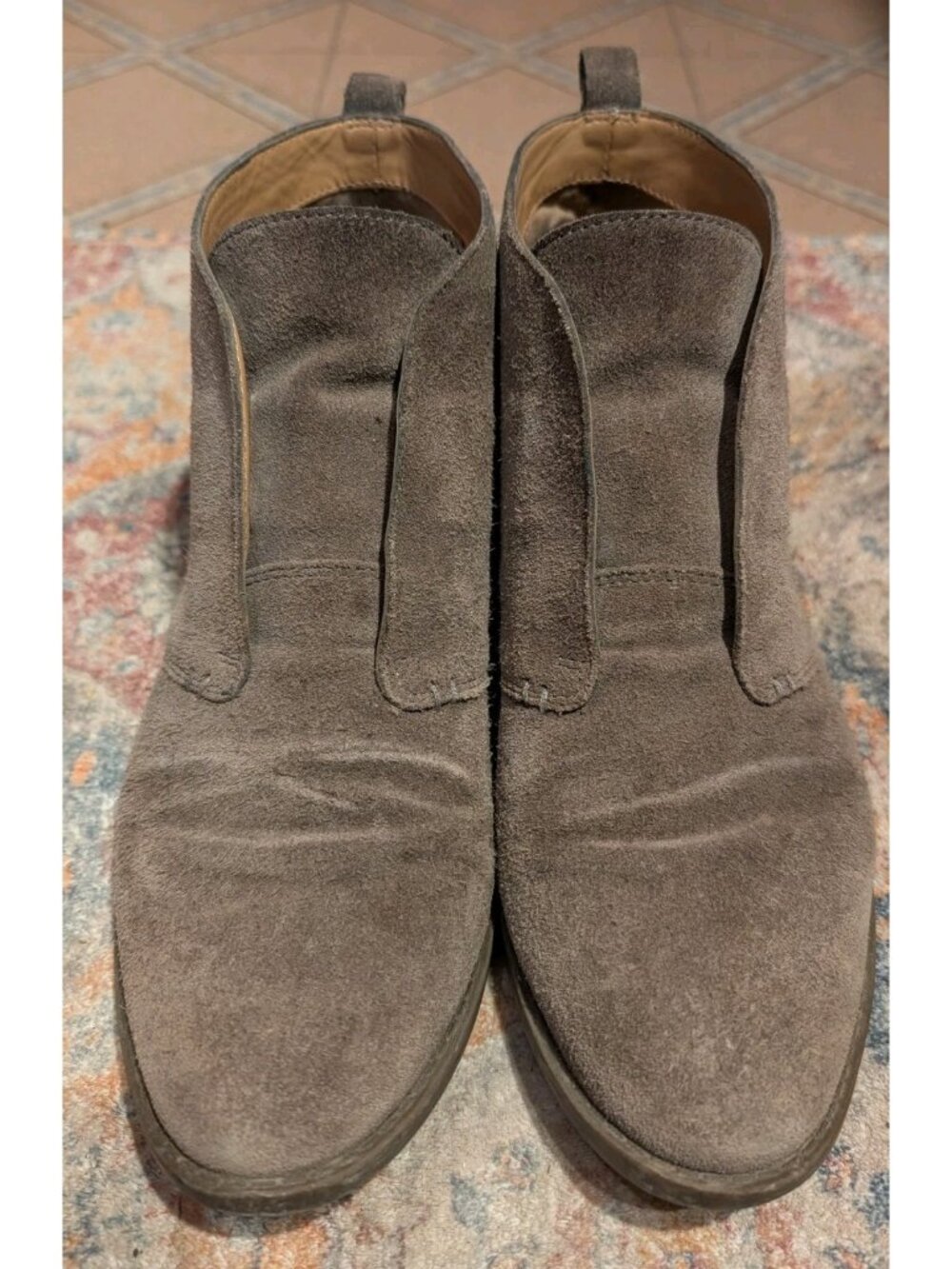 Franco Sarto Isolde Ankle Boots Womens Grey Suede Slip on Bootie Size 10